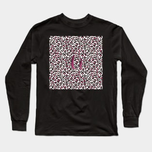 Letter U Monogram & Pink Leopard Print Long Sleeve T-Shirt